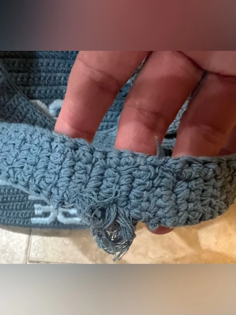 Sam Edelman Charcoal blue Crochet Logo Tote